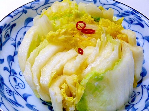 重しをのせて、白菜漬け